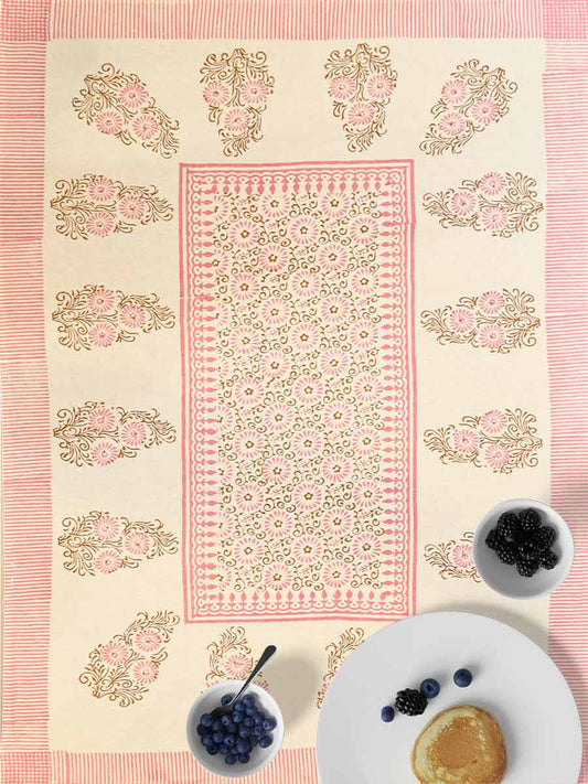 Pink Handblock Print Table Covers