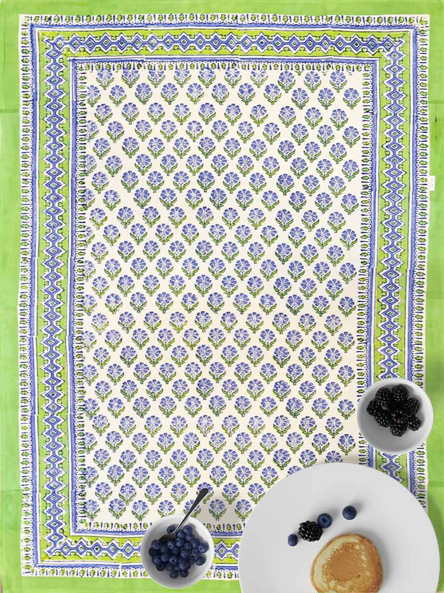 Green Handblock Print Table Covers