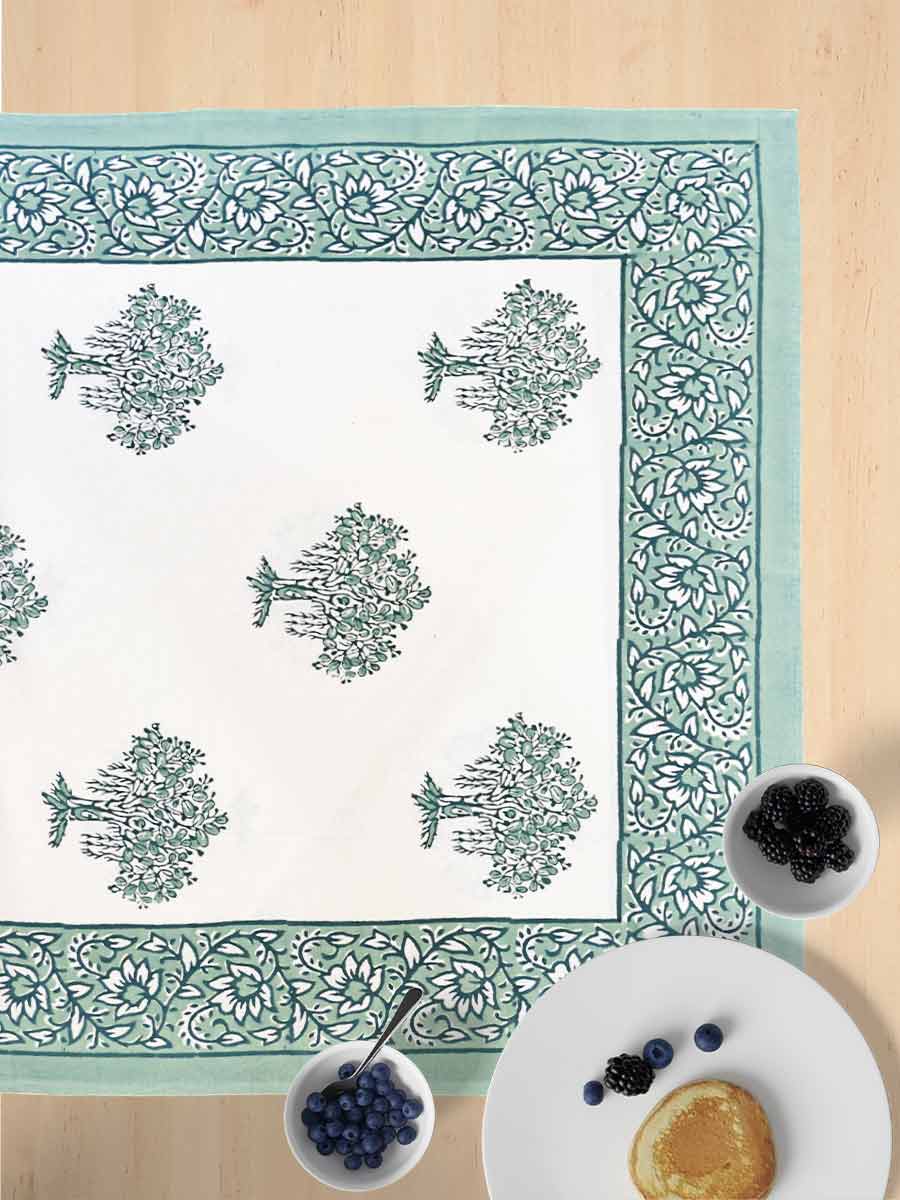 Green Handblock Print Table Covers