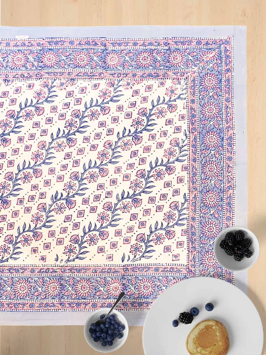 Pink Handblock Print Table Covers