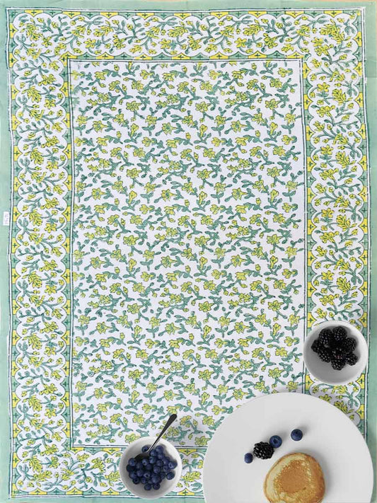 Green Handblock Print Table Covers