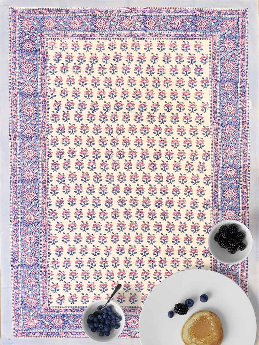 Pink Handblock Print Table Covers