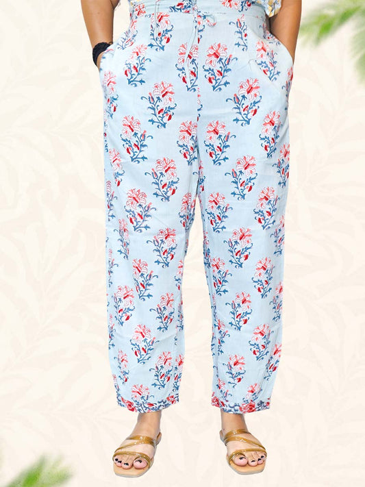 Blue Handblock Print Cotton Harem