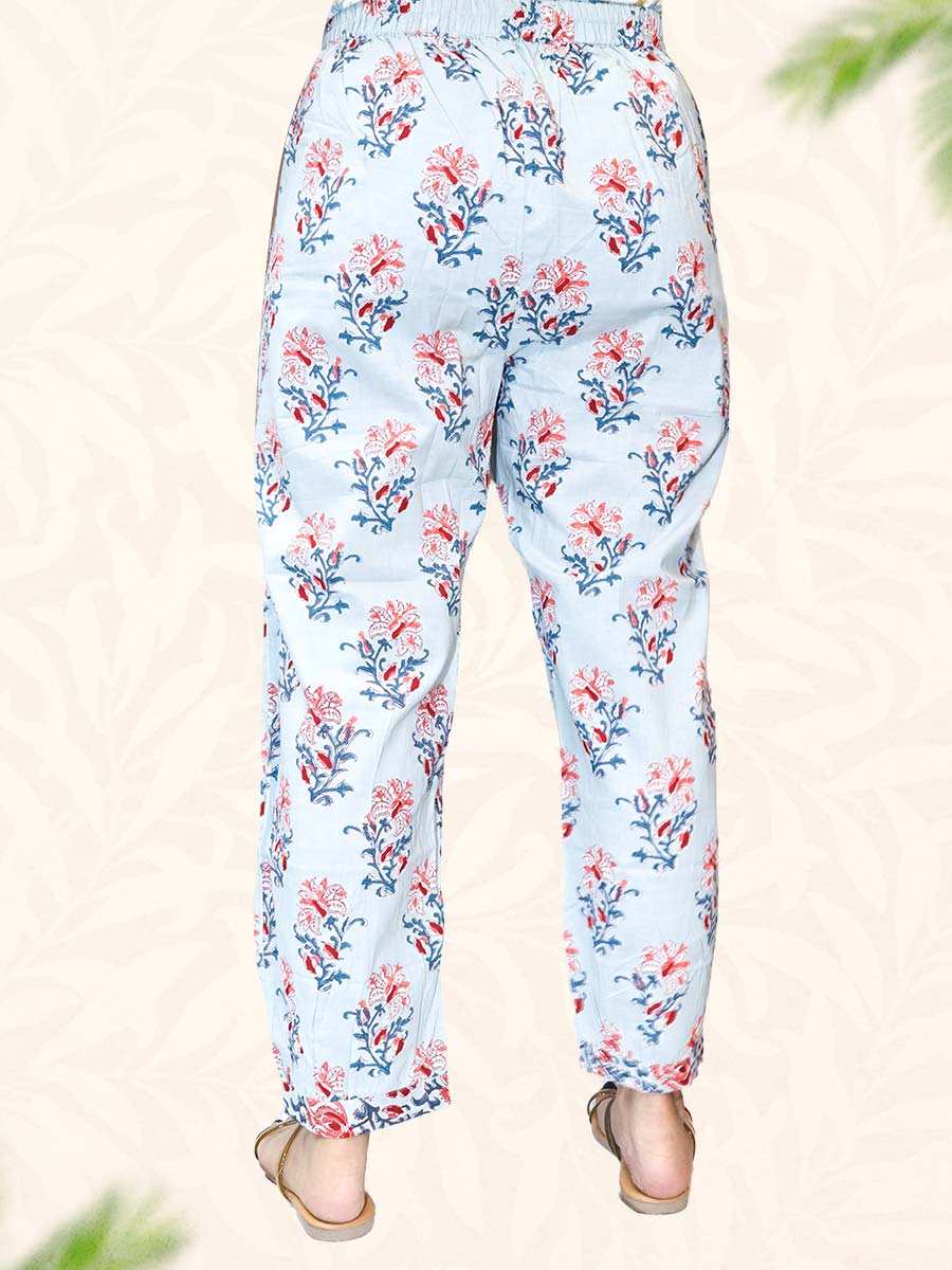 Blue Handblock Print Cotton Harem