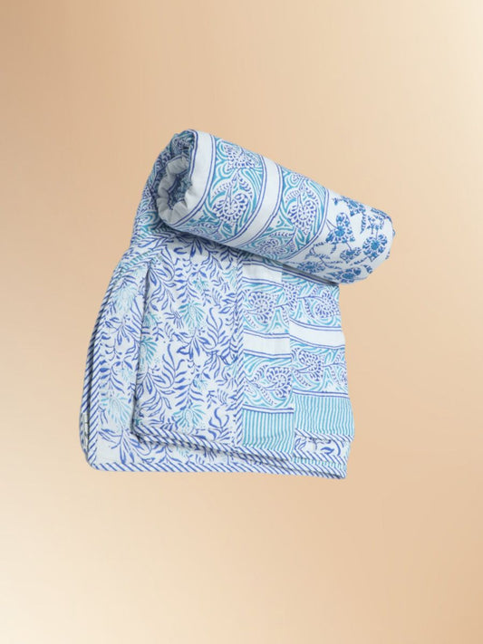 Blue Handblock Print Double Bed Dohar