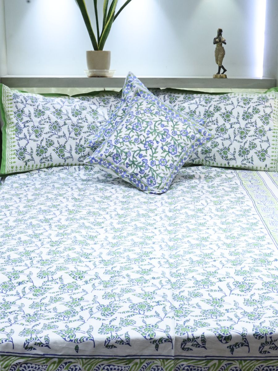 Multicolor Handblock Print Double Bedsheet