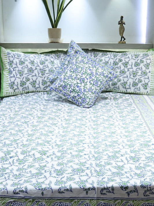 Multicolor Handblock Print Double Bedsheet