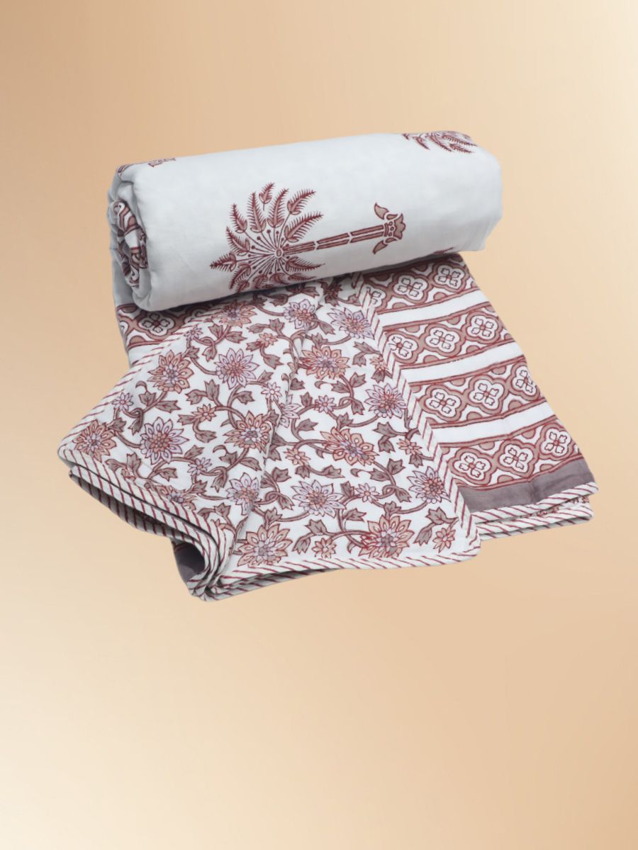 Multicolor Handblock Print Single Bed Dohar
