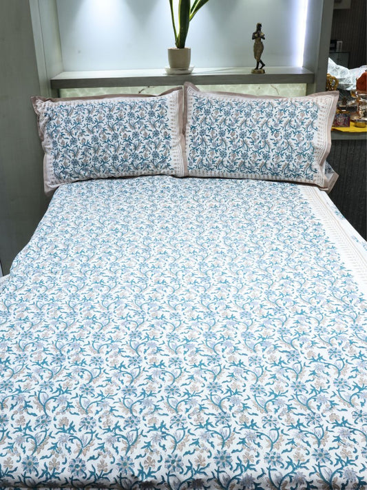 Multicolor Handblock Print Double Bedsheet