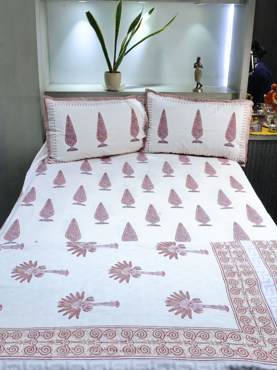 Multicolor Handblock Print Double Bedsheet