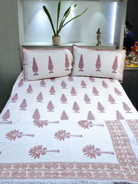 Multicolor Handblock Print Double Bedsheet