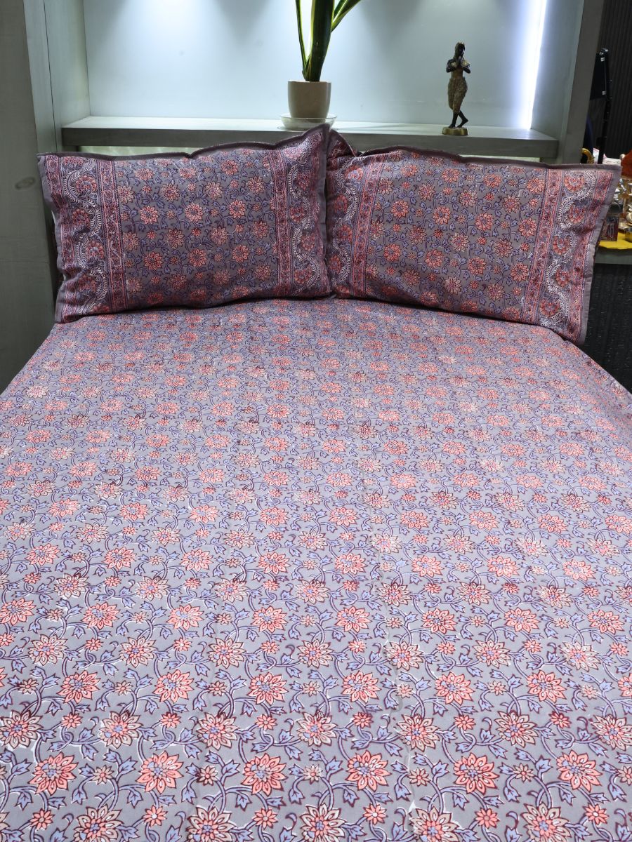 Multicolor Handblock Print Double Bedsheet