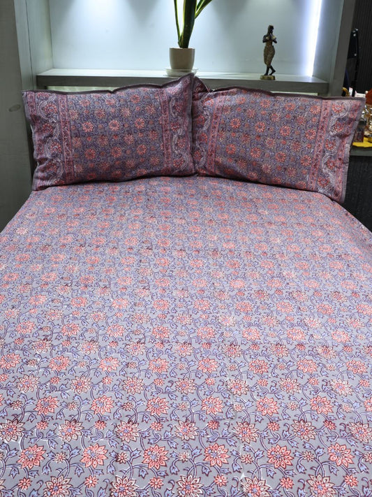 Multicolor Handblock Print Double Bedsheet
