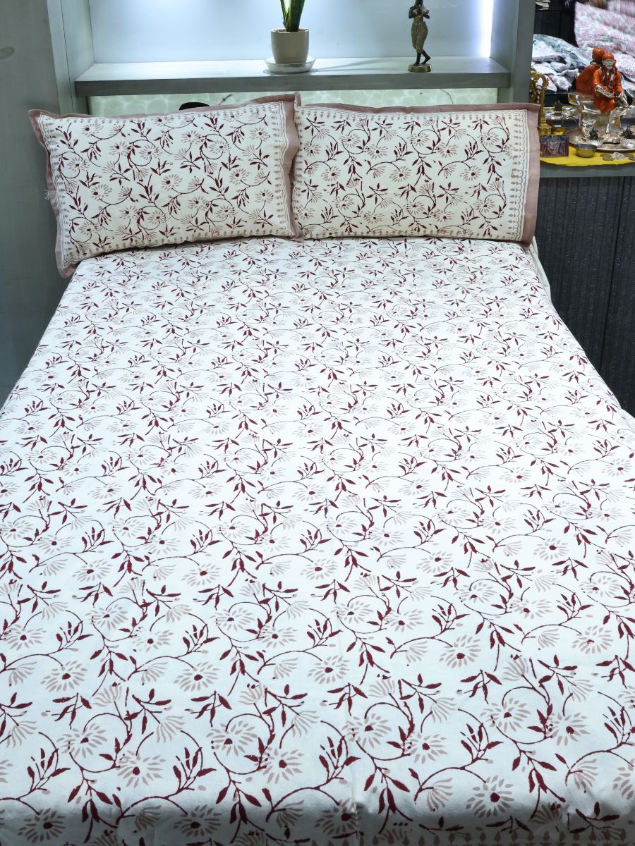 Multicolor Handblock Print Double Bedsheet