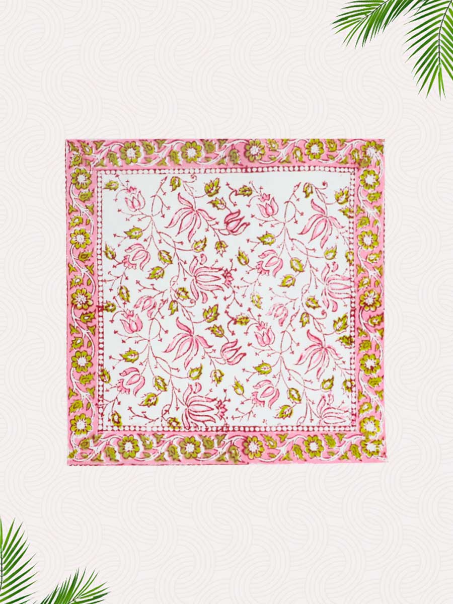 Pink Handblock Printed Cushion Covers