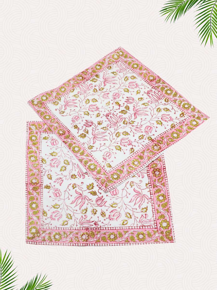 Pink Handblock Printed Cushion Covers