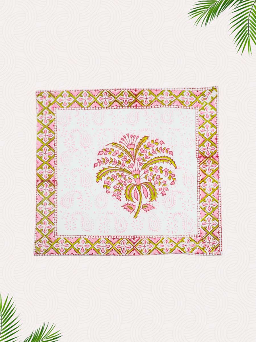 Pink Handblock Printed Cushion Covers