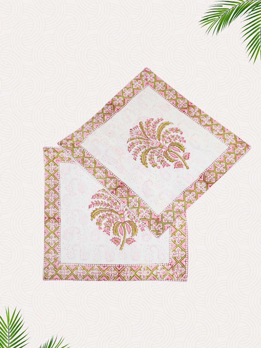 Pink Handblock Printed Cushion Covers