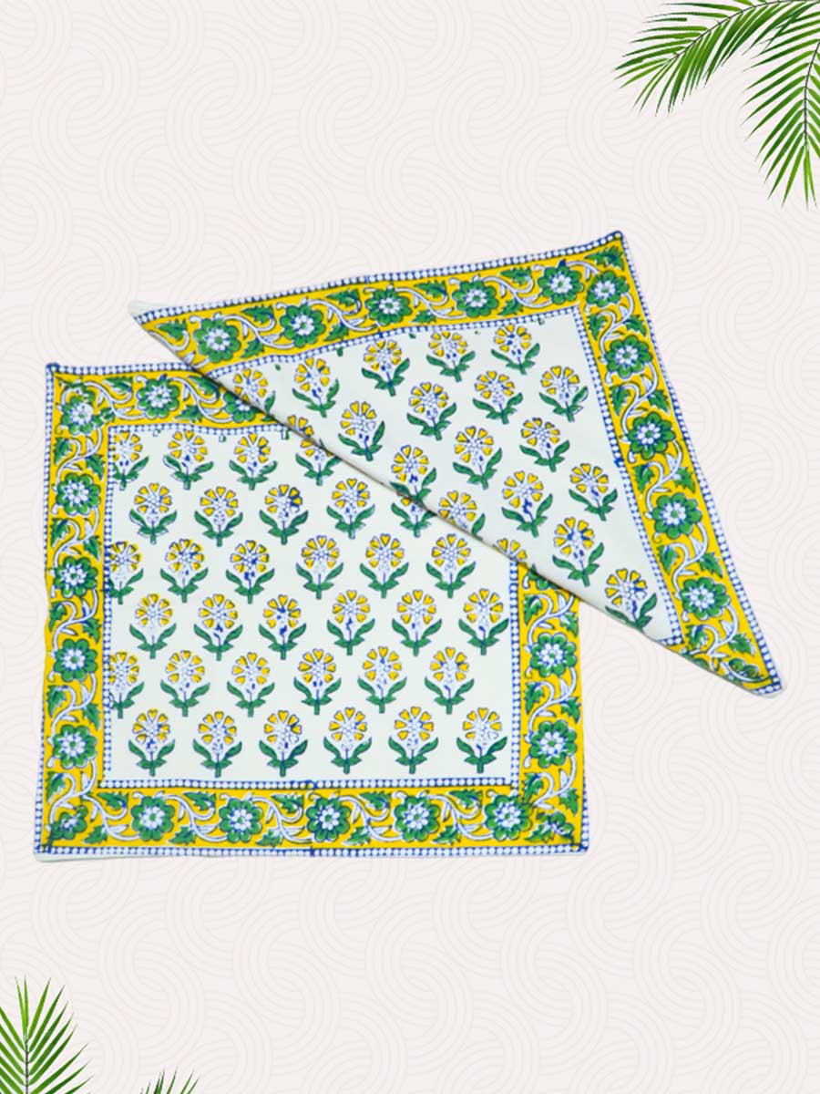 Green Handblock Printed Cushion Covers