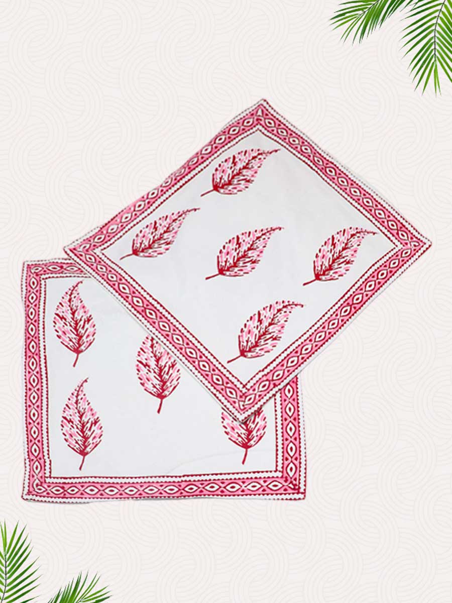 Pink Handblock Printed Cushion Covers