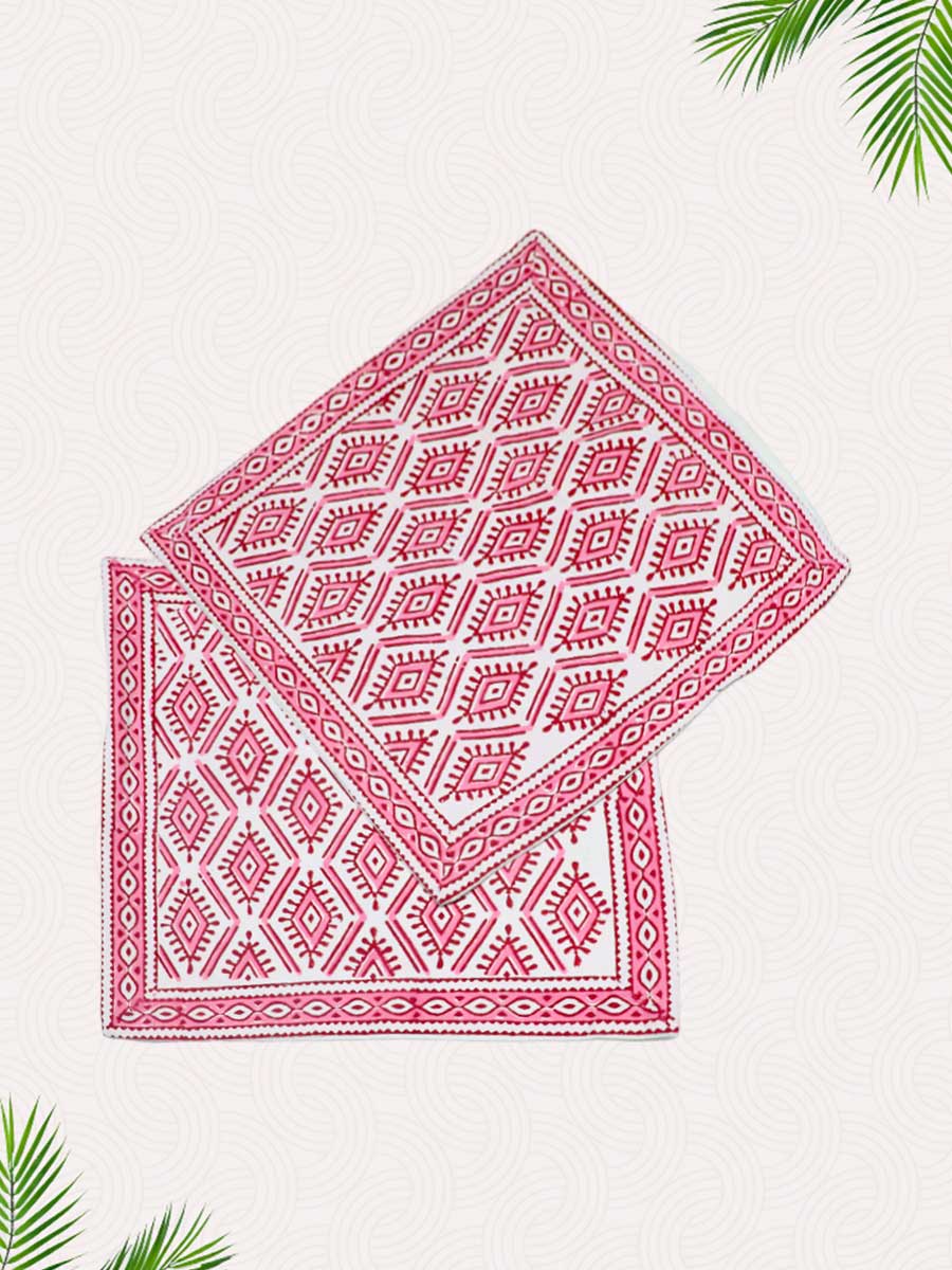 Pink Handblock Printed Cushion Covers
