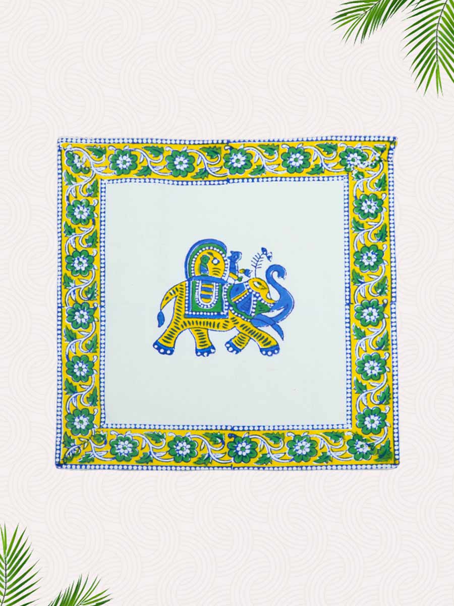 Green Handblock Printed Cushion Covers