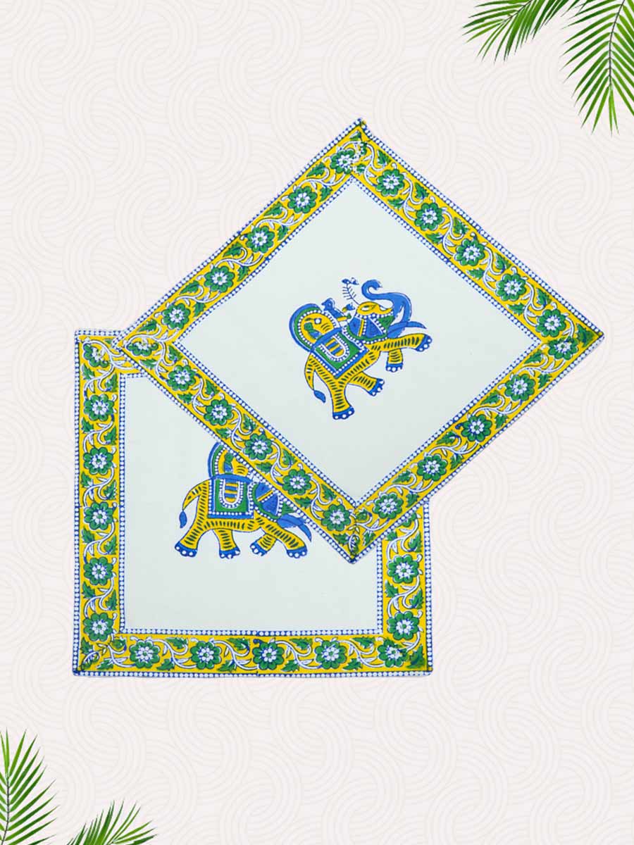 Green Handblock Printed Cushion Covers