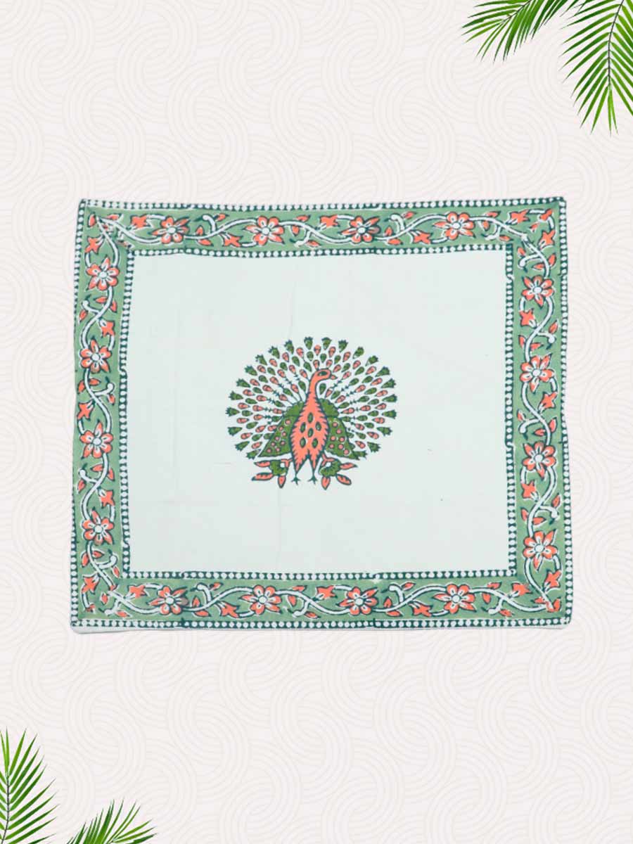 Green Handblock Printed Cushion Covers