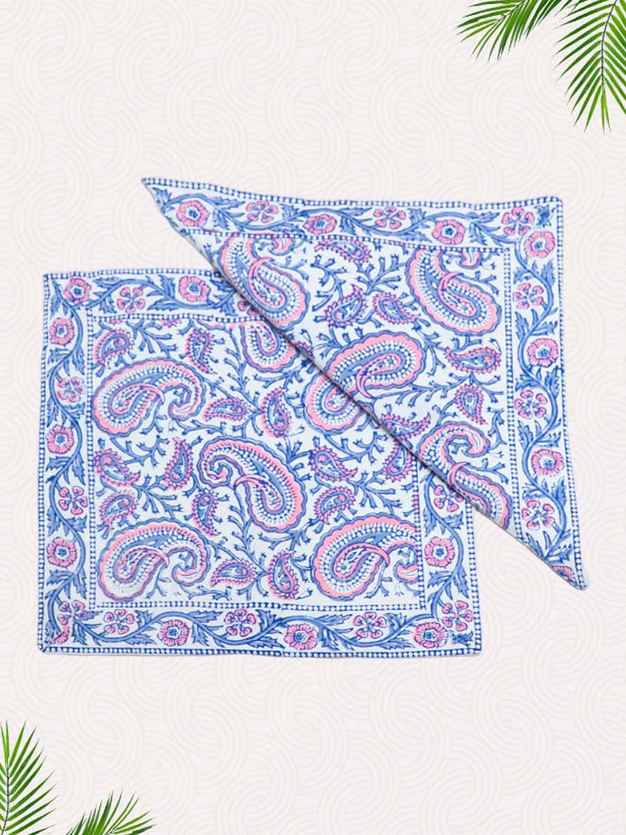 Blue Handblock Printed Cushion Covers