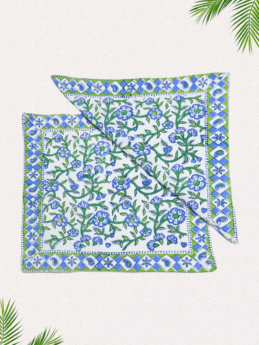Blue Handblock Printed Cushion Covers