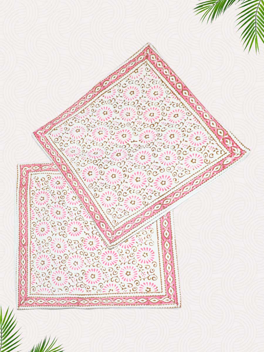Pink Handblock Printed Cushion Covers