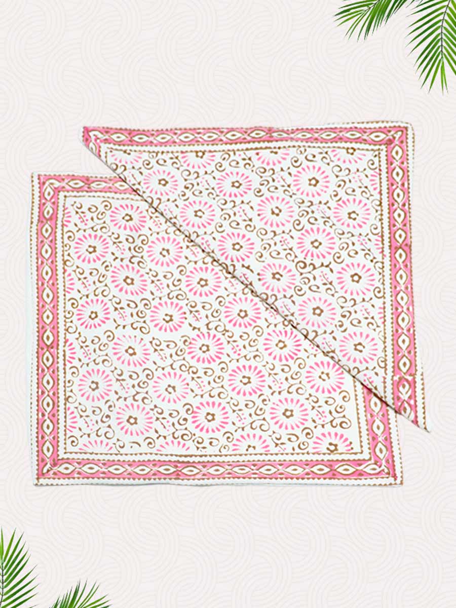 Pink Handblock Printed Cushion Covers