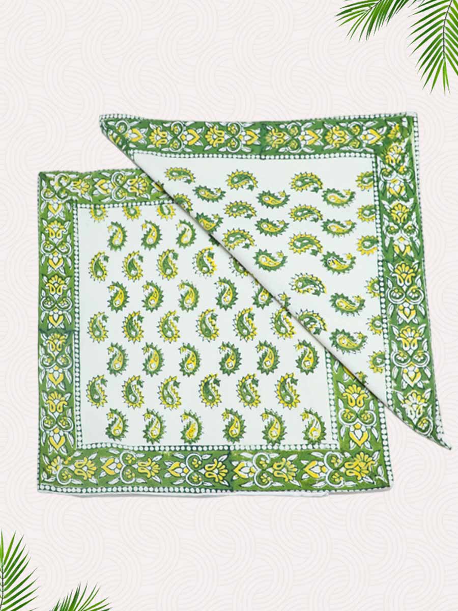 Green Handblock Printed Cushion Covers