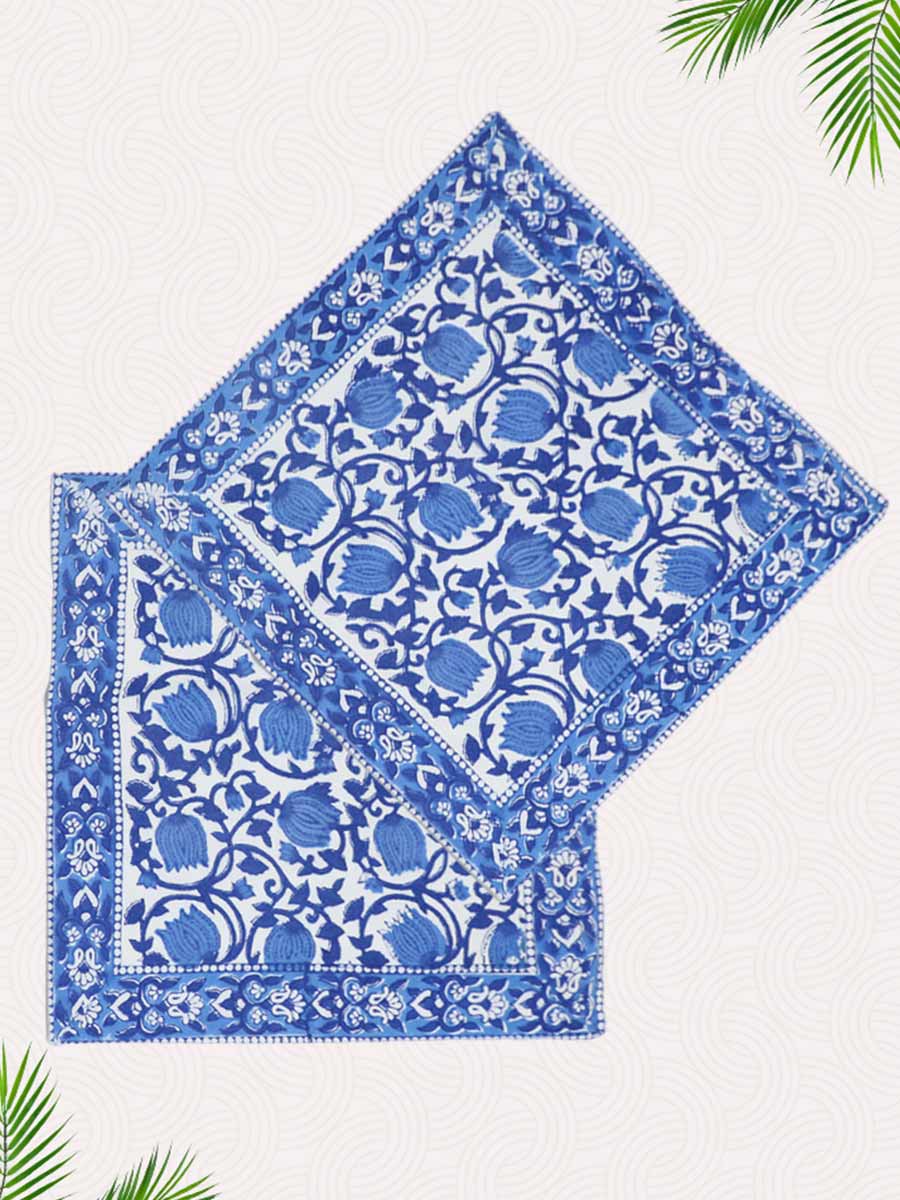 Blue Handblock Printed Cushion Covers