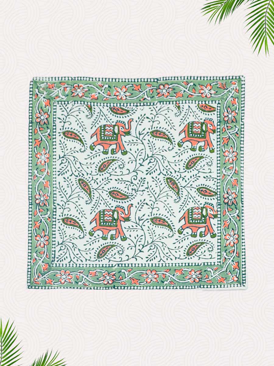 Green Handblock Printed Cushion Covers