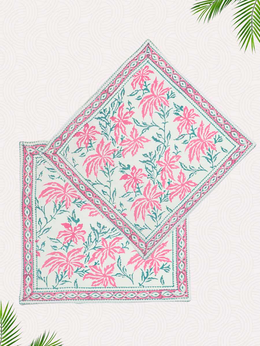 Pink Handblock Printed Cushion Covers