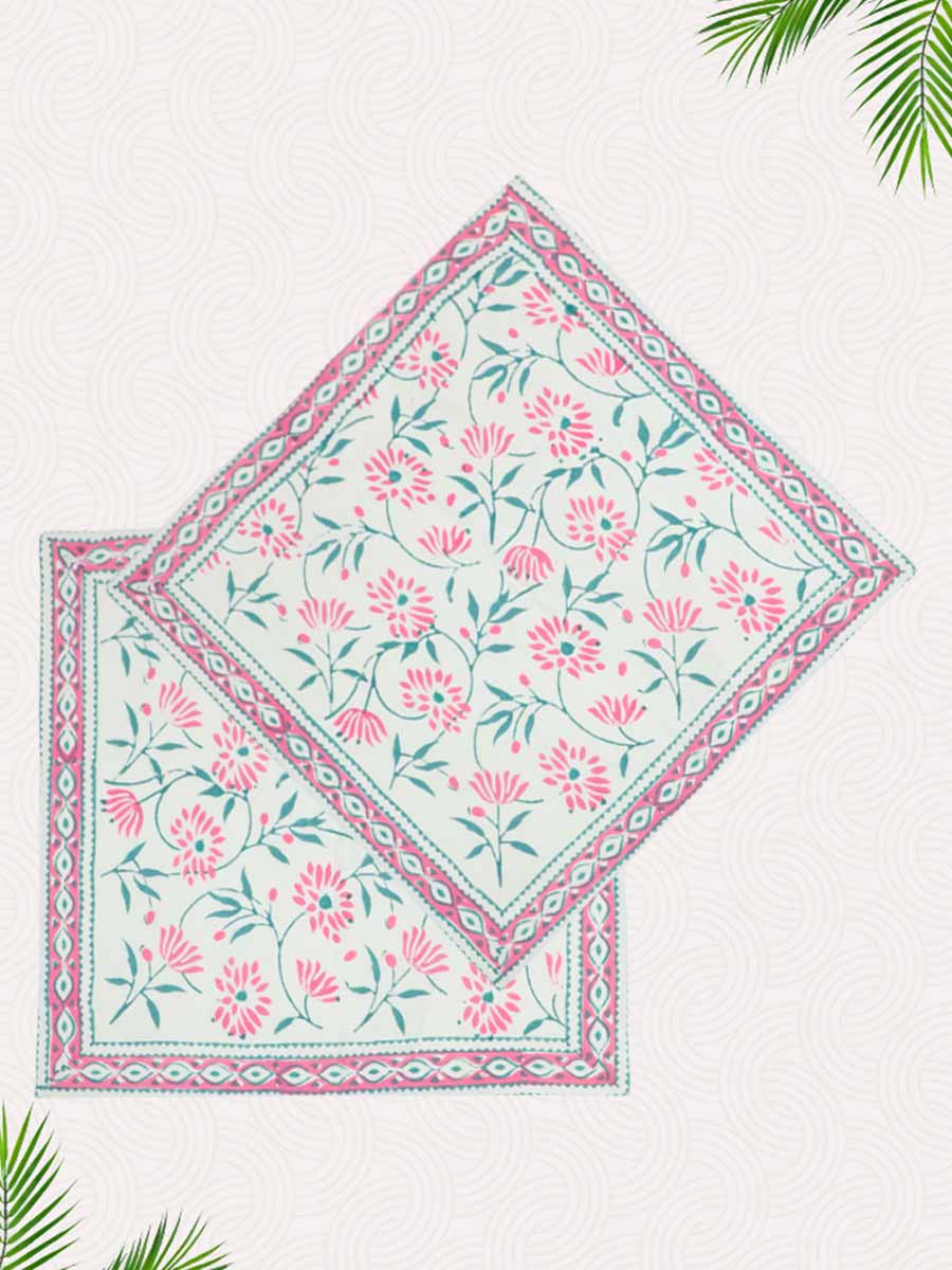 Pink Handblock Printed Cushion Covers