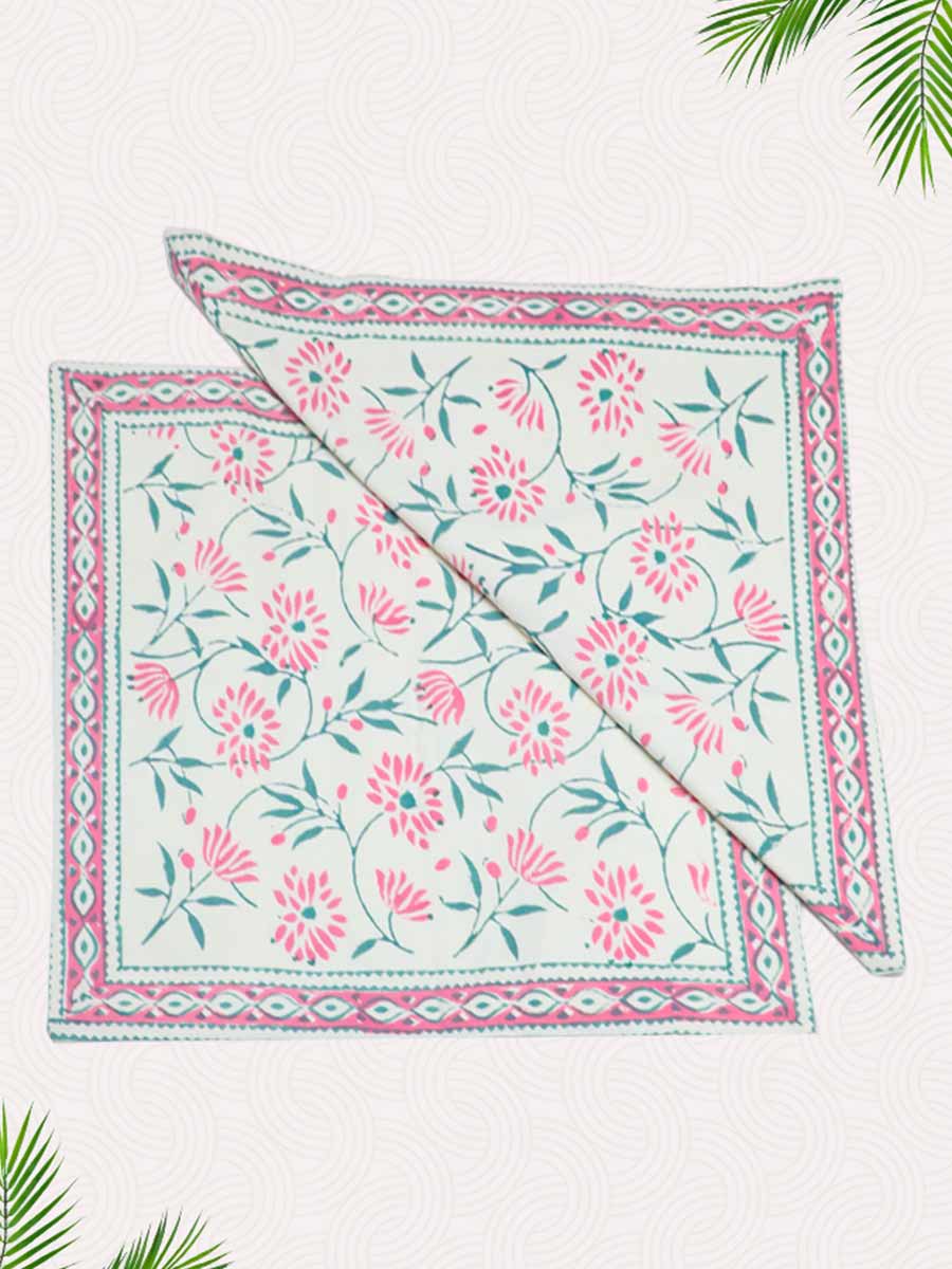 Pink Handblock Printed Cushion Covers