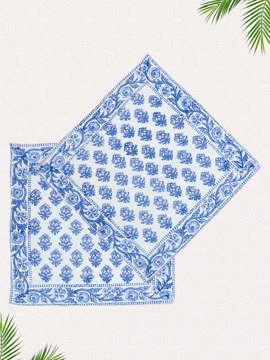 Blue Handblock Printed Cushion Covers