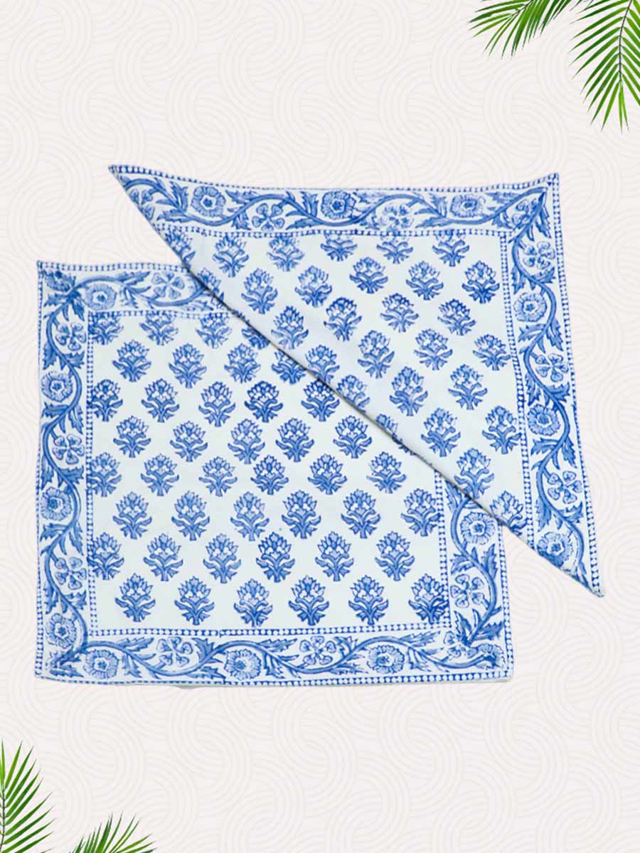Blue Handblock Printed Cushion Covers
