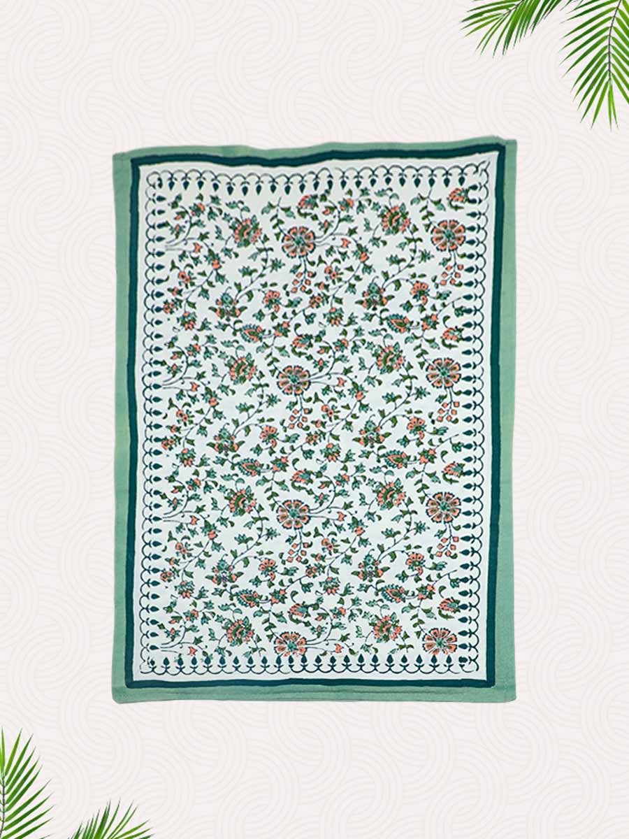 Green Handblock Printed Pillow Covers