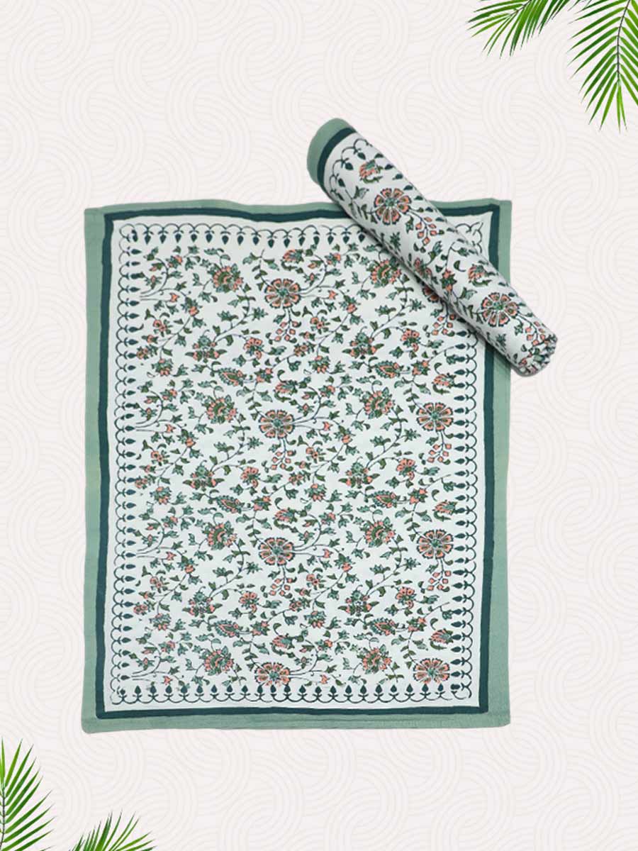 Green Handblock Printed Pillow Covers