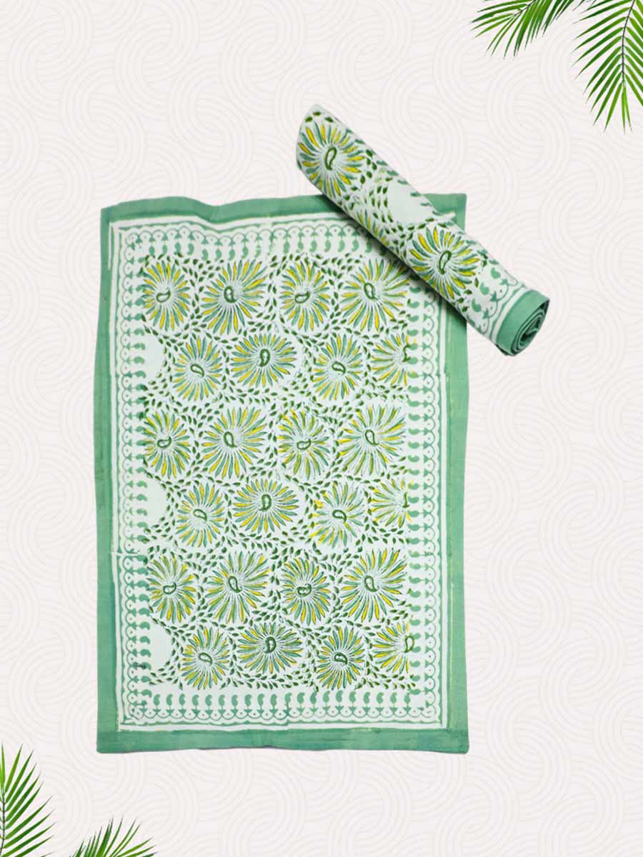 Green Handblock Printed Pillow Covers