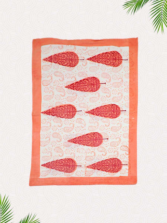 Orange Handblock Printed Pillow Covers