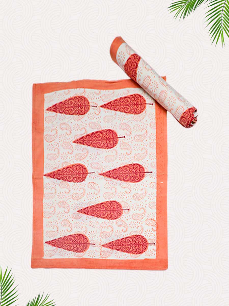 Orange Handblock Printed Pillow Covers