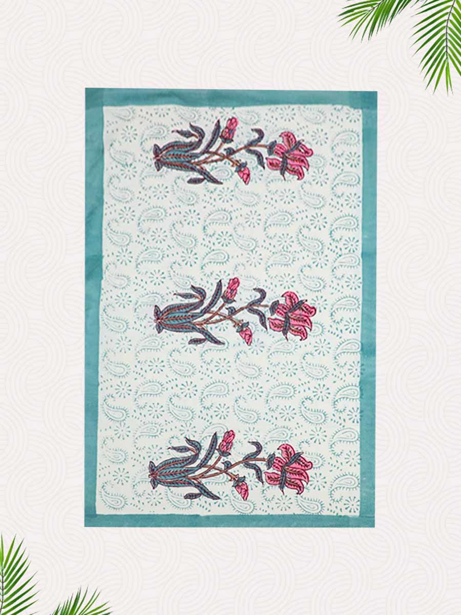 Green Handblock Printed Pillow Covers