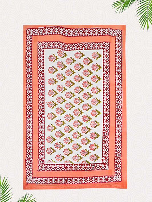 Orange Handblock Printed Pillow Covers