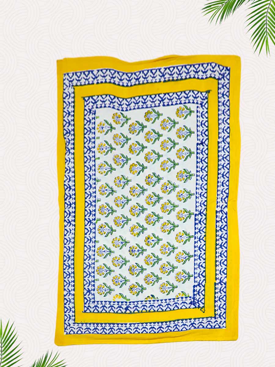 Yellow Handblock Printed Pillow Covers
