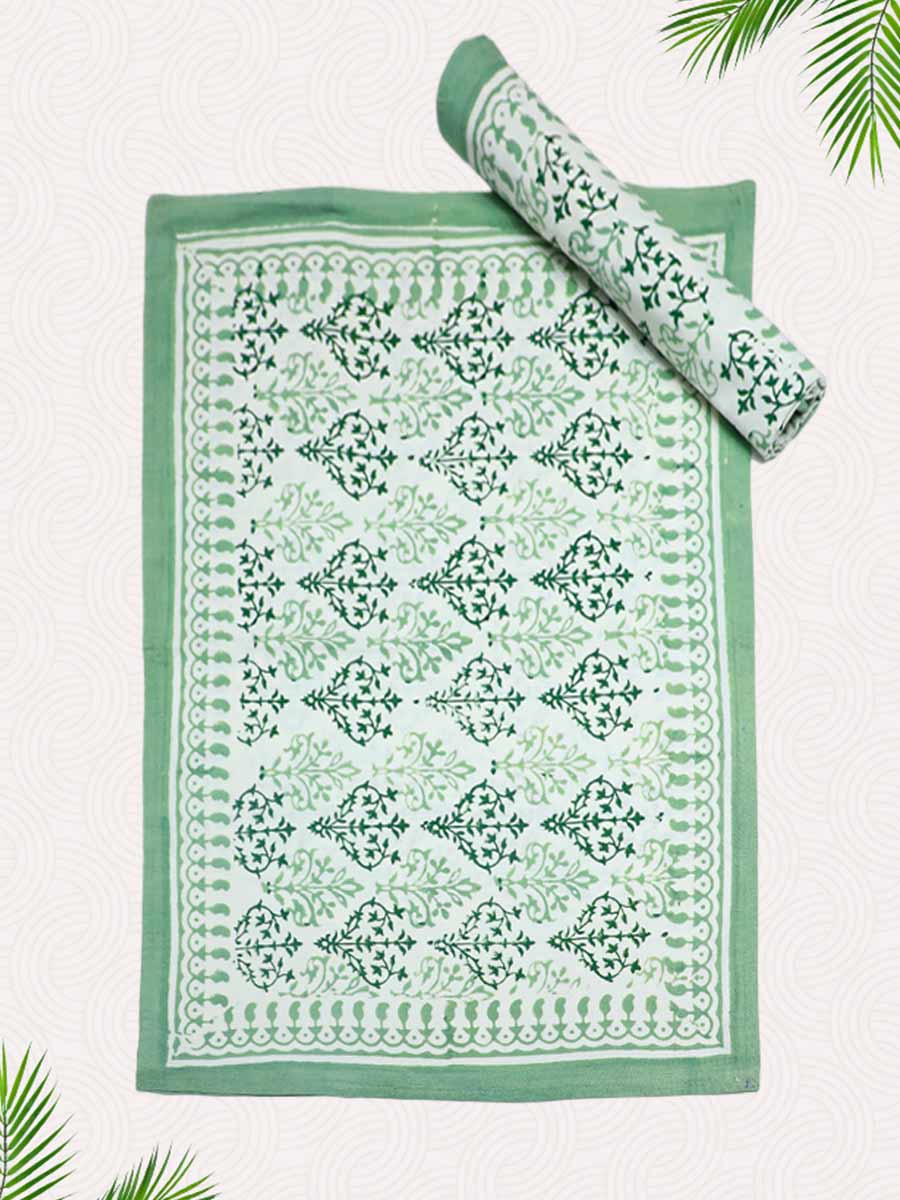 Green Handblock Printed Pillow Covers