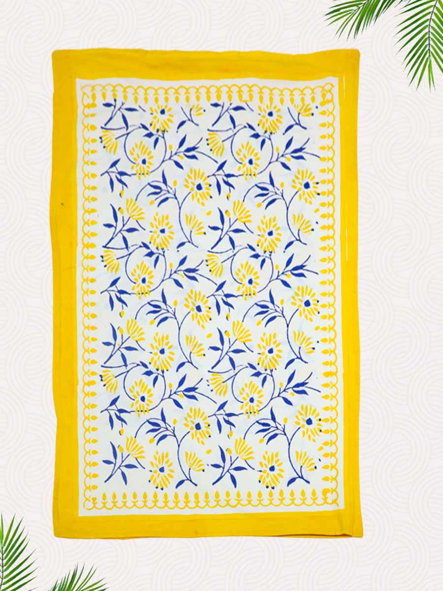 Yellow Handblock Printed Pillow Covers